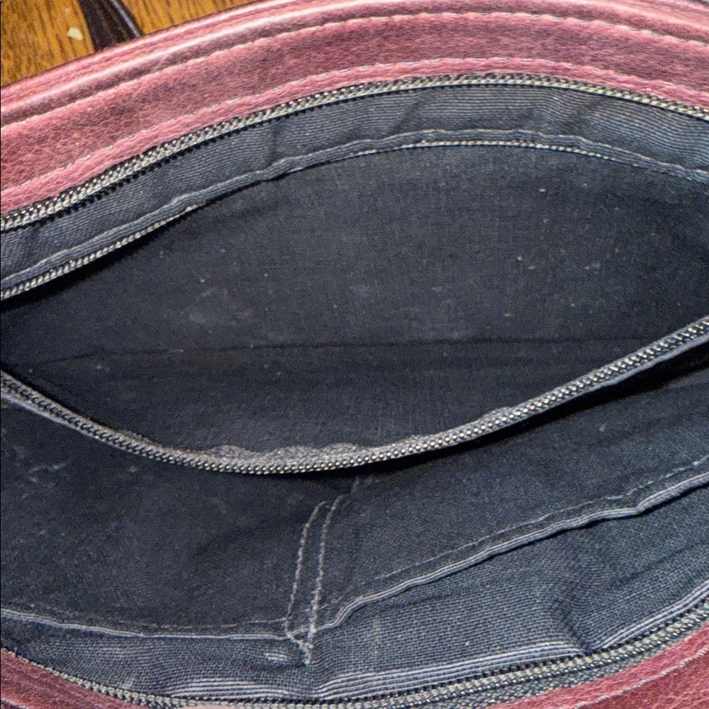 PAM BRONK leather artist original bag in oxblood red leather & Water Lily design - Picture 10 of 14